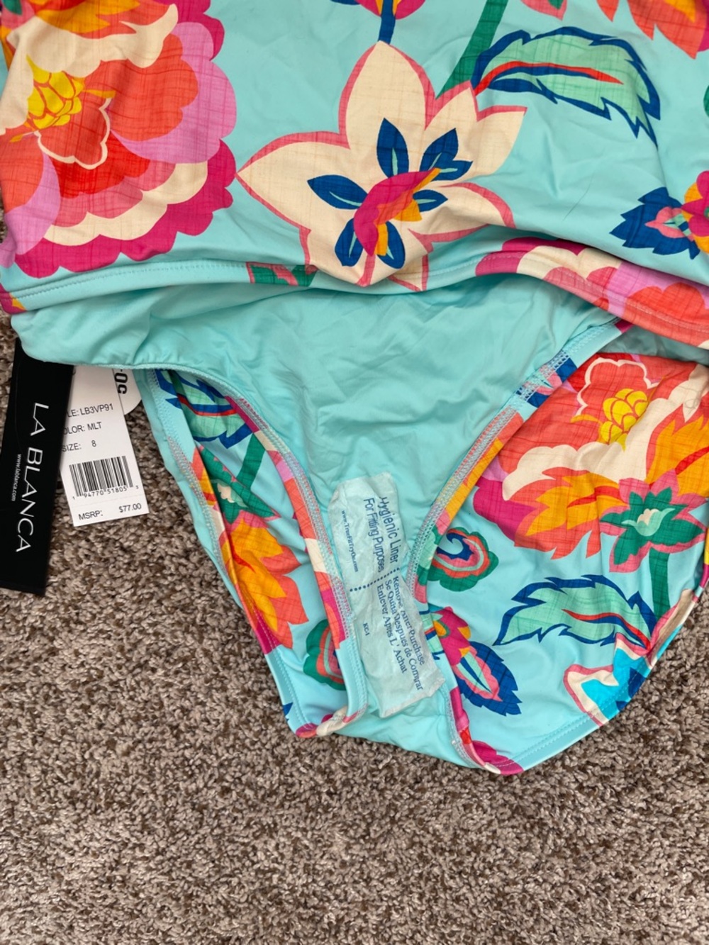 LA BLANCA BREEZY BEAUTY TWIST BANDEAU TANKINI RUFFLED HEM SKIRT SET - Picture 8 of 9